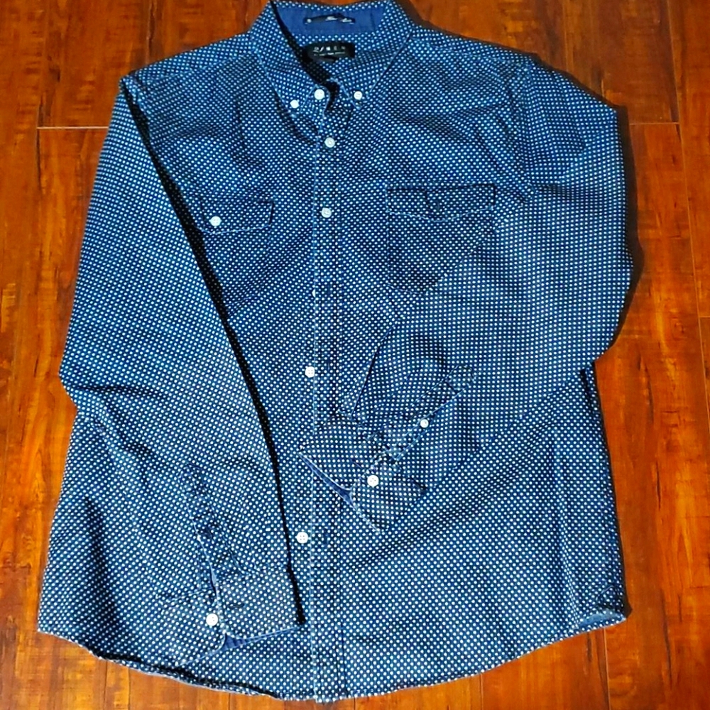 21 men polka dot button down shirt